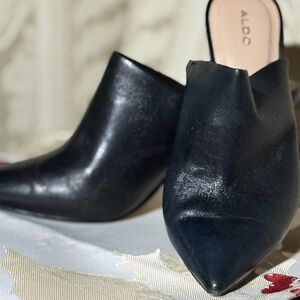 Aldo Elegant Black Leather Mules
